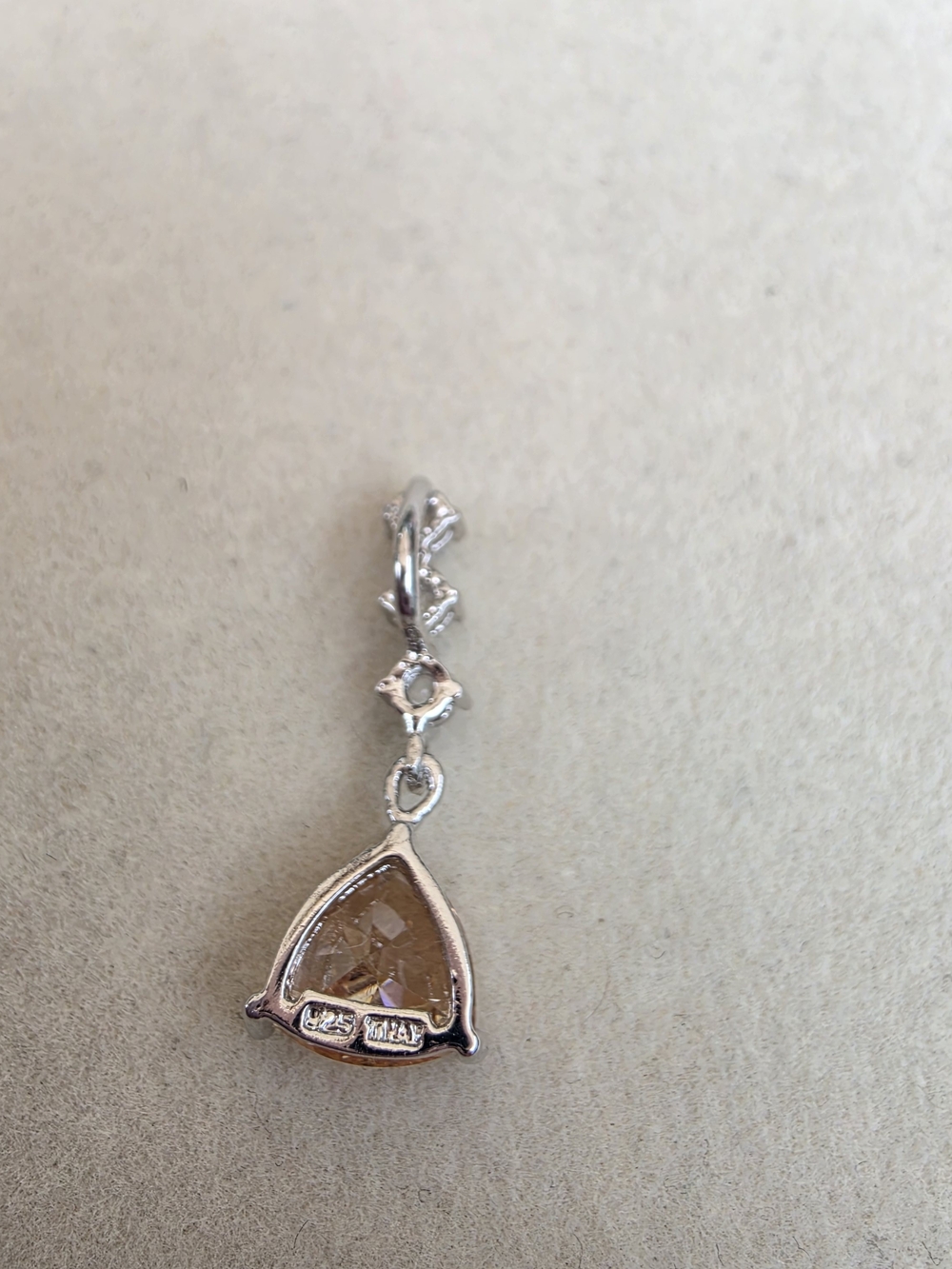 Sterling Silver Trillion Champagne Drop Pendant 1.84 g - Picture 2 of 9